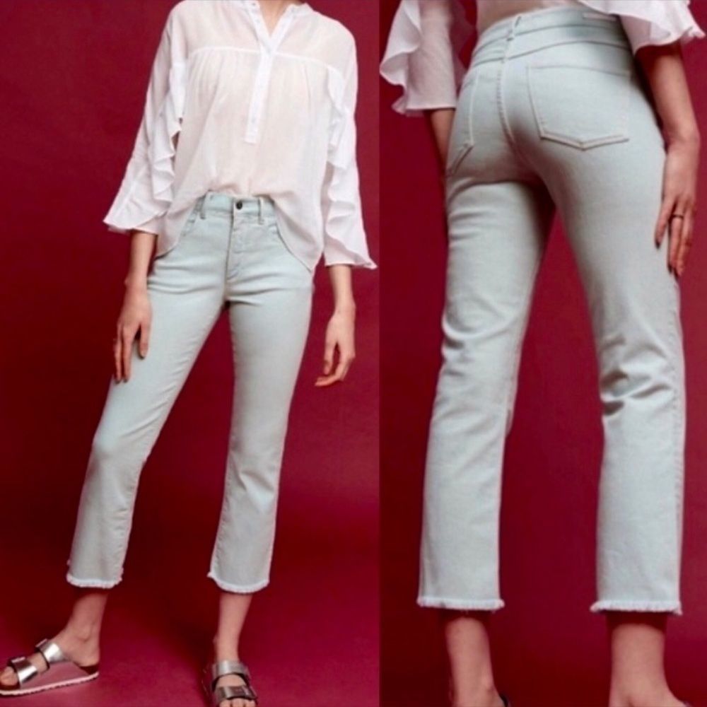 Pilcro and the Letterpress Mint Green Script Jeans